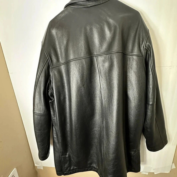 Roundtree & YorkBlack Men's Leather Button Front Jacket Coat Size XL - Picture 5 of 5